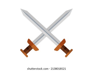 Dos espadas medievales aisladas de fondo blanco. Ilustración del vector