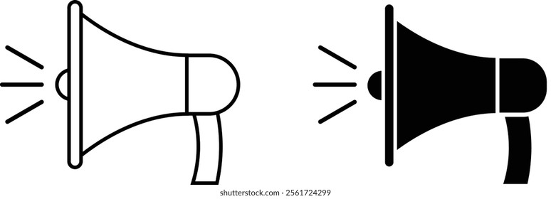 Two megaphone icon illustration set