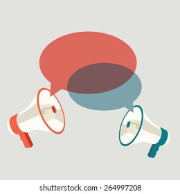 Two megaphones speech templates for text