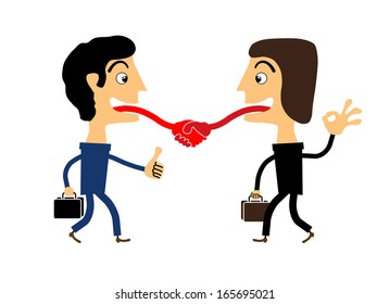 Two men agreed and fixed contract handshake