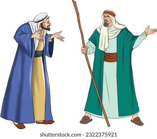 two men from the arabic history standing and talking