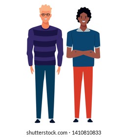 two men avatar cartoon character with fashion casual clothes vector illustration graphic design