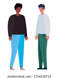 diseño de avatares de dos hombres, hombre hombre hombre persona y persona tema Vector ilustración