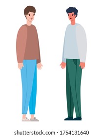zwei Männer Avatare Design, Mann Junge männliche Person und Menschen Thema Vektorgrafik