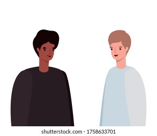 diseño de avatares de dos hombres, hombre hombre hombre persona y persona tema Vector ilustración