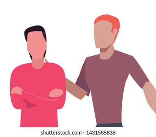 two men avatars on white background