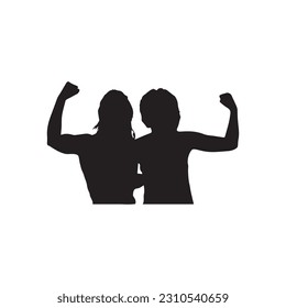 Two men back side silhouette vector art