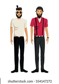 two men bearded look design hipster