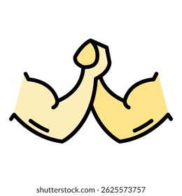 Two men biceps icon. Outline two men biceps vector icon color flat isolated