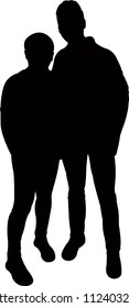 two men bodies silhouette vector