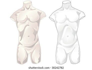 Two men body sculpture torso