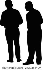 two men body silhouette vector