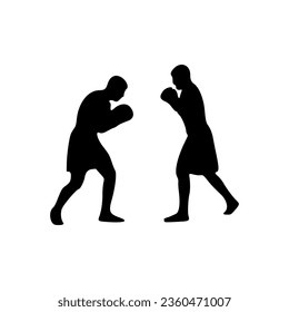 dos hombres en posición de boxeo en ilustración de vector de fondo blanco