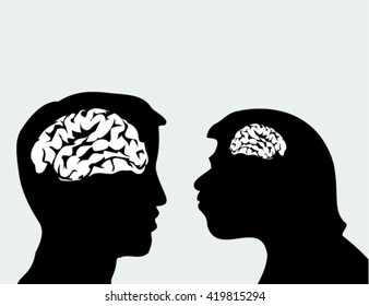 two men brains, concept, 3D illustration