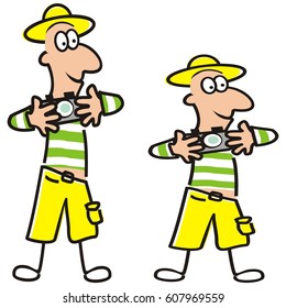 two men and camera, photo School, vector icon