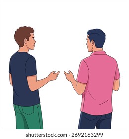 Dos hombres están conversando casualmente.