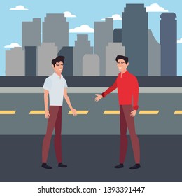 two men in the city street