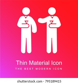 Two men with cocktail glasses red and pink gradient material white icon minimal design