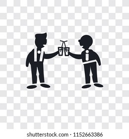 Two men with cocktail glasses vector icon isolated on transparent background, Two men with cocktail glasses logo concept