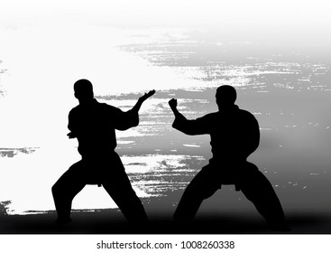 Two men demonstrate karate