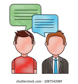 two men with dialog speech bubbles