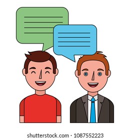 two men with dialog speech bubbles