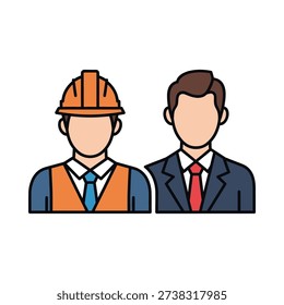 Two men in different work attire standing side by side