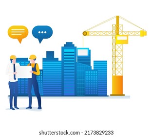 Two men discussing to build infrastructure