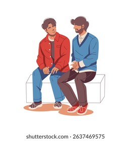two men discussing together isolated illustration