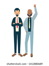 two men diversity characters vector illustration design