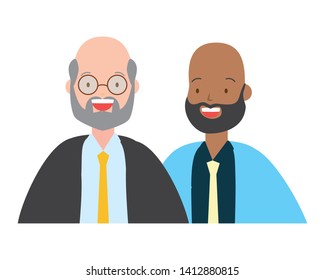 two men diversity characters vector illustration design