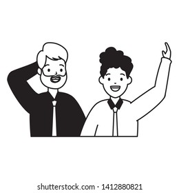 two men diversity characters vector illustration design