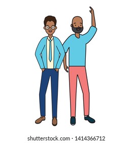 two men diversity characters vector illustration design