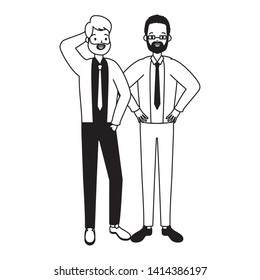 two men diversity characters vector illustration design