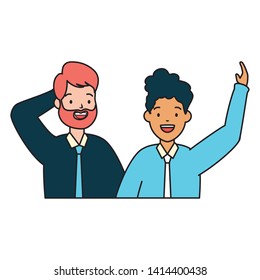 two men diversity characters vector illustration design