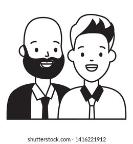 two men diversity characters vector illustration design