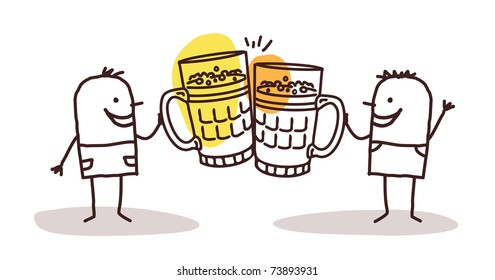two men drinking beer