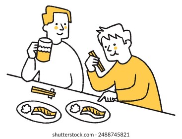 Two men drinking in a tavern