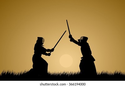Two men engage in martial arts.