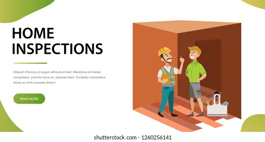 Two men examining room in house poster