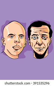 Two men faces, father and son in a vector