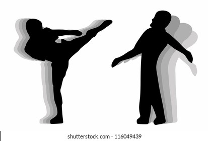 two men fighting each other