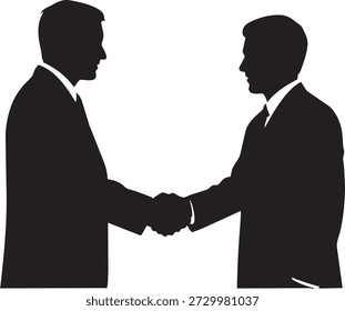Dos hombres con atuendo formal dándose la mano que simbolizan la sociedad y el Acuerdo con un fondo blanco limpio que enfatiza su relación profesional.
