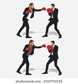 two men in formal clothes having a fight with boxing gloves vector