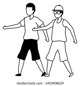 two men friendly together characters vector illustration