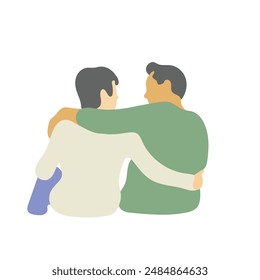 two men with friendship illustration vector hand drawn isolated on white background