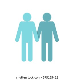 Two men gay icon in flat style isolated on white background vector illustration