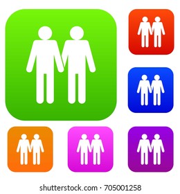 Two men gay set icon in different colors isolated vector illustration. Premium collection