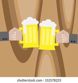 Two men with glasses of beer