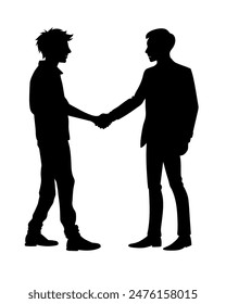 Dos hombres Handshake silueta Vector